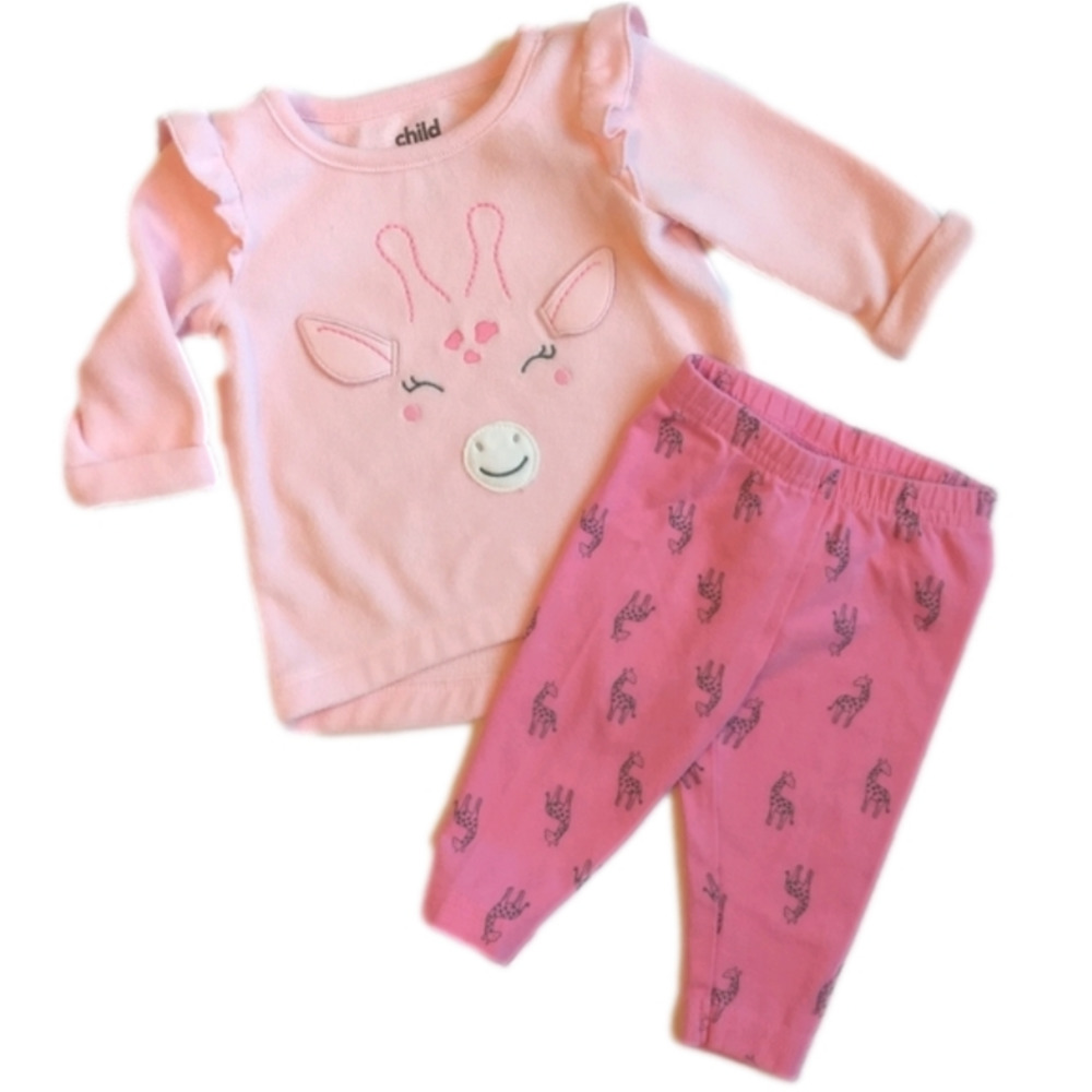 Pink Giraffe 🦒 Baby Girl Outfit * 0-3M